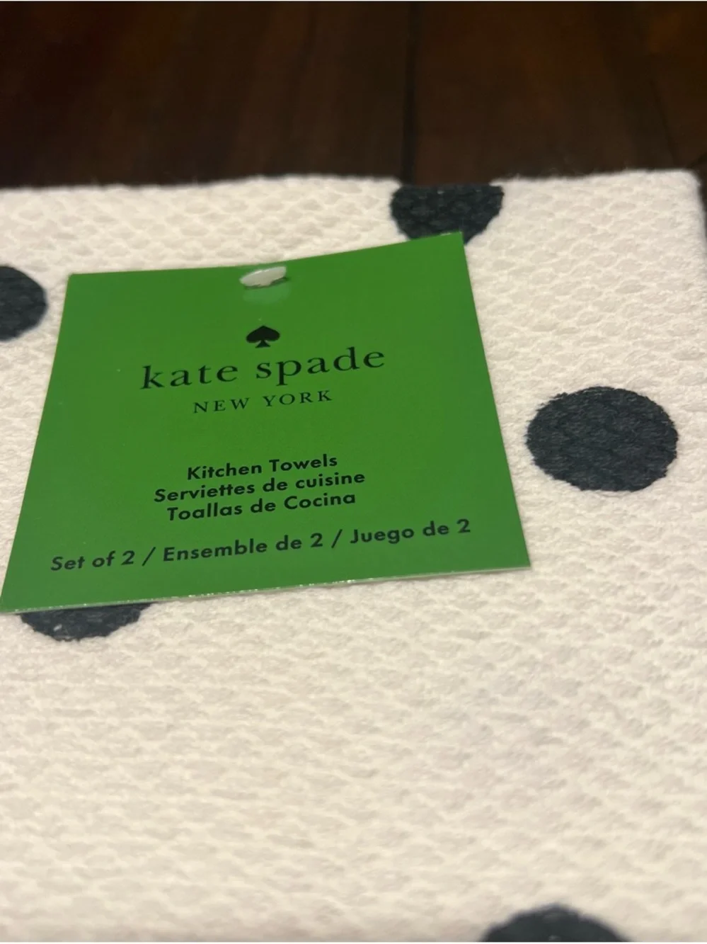 Kate Spade New York Polka Dots White & Black Kitchen Towels Set of 2